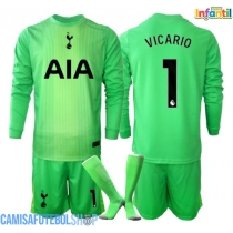 Camisa de time de futebol Tottenham Hotspur Guglielmo Vicario #1 Goleiro Replicas 1º Equipamento Infantil 2025-26 Manga Comprida (+ Calças curtas)